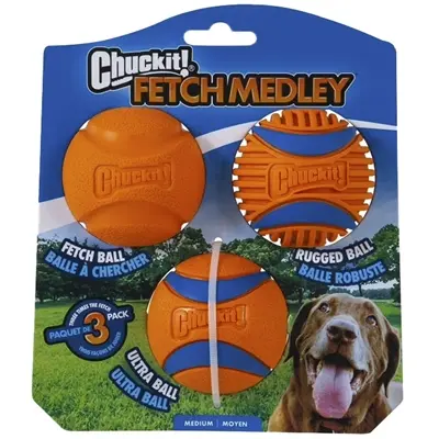 Chuckit Fetch Medley Gen 3 hondenballen M 6 cm – set van 3