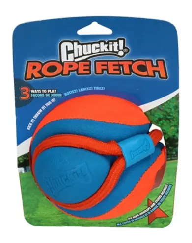 Chuckit Rope Fetch hondenbal met touw 13 cm – apporteren en trekken - Afbeelding 3