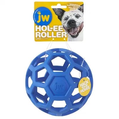 JW Hol-Ee Roller hondenbal L 14 cm – rubber, vulbaar met snacks, assorti - Afbeelding 4