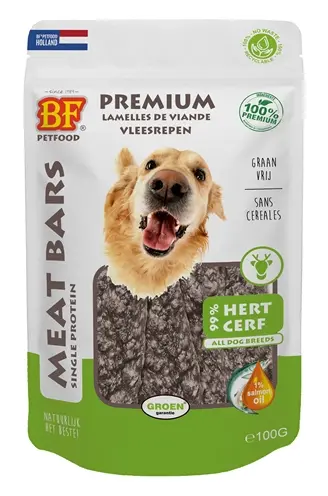 BF Petfood Meat Bars hert 100 g – graanvrije vleessnack voor honden