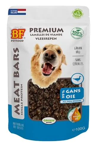 BF Petfood Meat Bars gans 100 g – graanvrije vleessnack voor honden