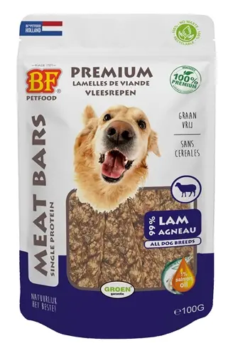 BF Petfood Meat Bars lam 100 g – graanvrije vleessnack voor honden