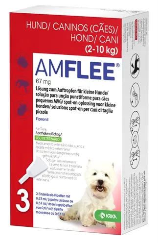 Krka Amflee spot-on hond 2-10 kg 67 mg – 3 pipetten