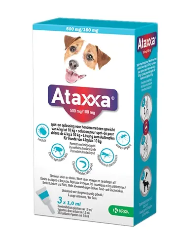 Krka Ataxxa spot-on hond 4-10 kg 100 mg – 3 pipetten