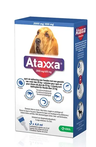 Krka Ataxxa spot-on hond meer dan 25 kg 400 mg – 3 pipetten