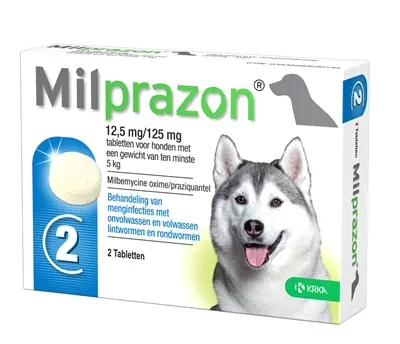 Krka Milprazon ontwormingstabletten hond vanaf 5 kg 12,5 mg – 2 tabletten
