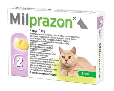 Krka Milprazon ontwormingstabletten kat 4 mg/10 mg – 2 tabletten
