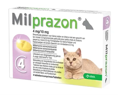 Krka Milprazon ontworming kleine kat en kitten 4 mg/10 mg – 4 tabletten