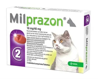 Krka Milprazon ontwormingstabletten kat 16 mg/40 mg – 2 tabletten