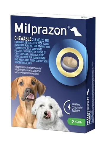 Krka Milprazon kauwtabletten hond vanaf 0,5 kg 2,5 mg – 4 tabletten