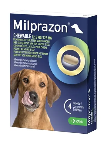 Krka Milprazon kauwtabletten hond vanaf 5 kg 12,5 mg – 4 tabletten