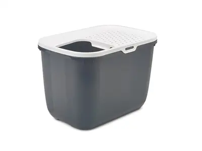Savic kattenbak Hop In antraciet/wit 58,5 x 39 x 39,5 cm – boveninstap