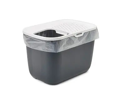 Savic kattenbak Hop In antraciet/wit 58,5 x 39 x 39,5 cm – boveninstap - Afbeelding 4