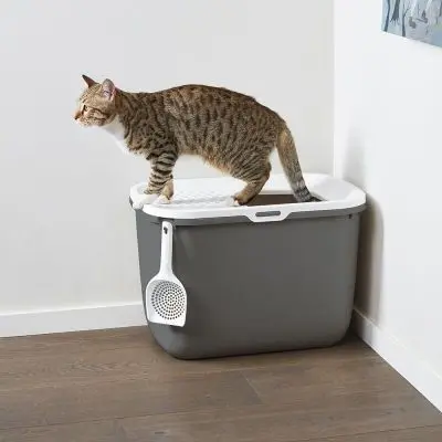 Savic kattenbak Hop In antraciet/wit 58,5 x 39 x 39,5 cm – boveninstap - Afbeelding 10
