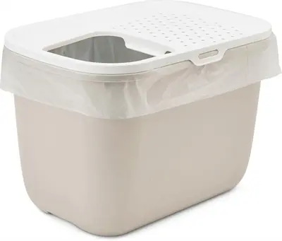 Savic kattenbak Hop In wit/mokka 58,5 x 39 x 39,5 cm – boveninstap - Afbeelding 7