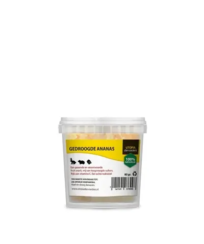Utopia gedroogde ananas 80 g – fruitsnack voor knaagdieren en vogels