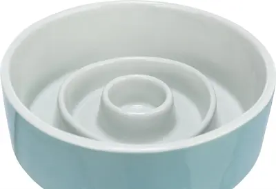 Trixie slowfeeding voerbak keramiek grijs/blauw 14 cm 450 ml – voor honden