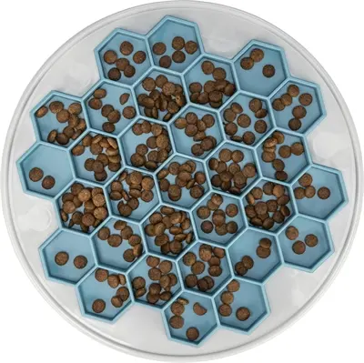 Trixie slowfeeding voerplaat Hive grijs/blauw 30 cm – honinggraat - Afbeelding 4