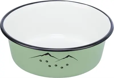 Trixie voerbak emaille groen 12 cm 300 ml – opdruk Ready for adventure - Afbeelding 2