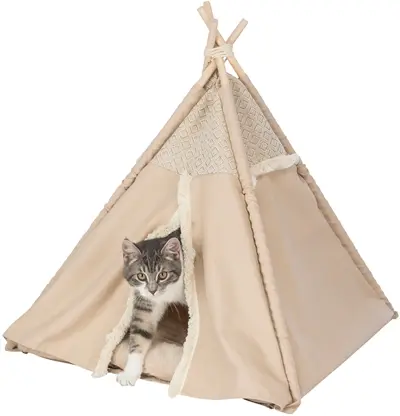 Trixie kattenmand tipi Boho beige 55 x 55 x 65 cm – ook voor kleine honden - Afbeelding 4