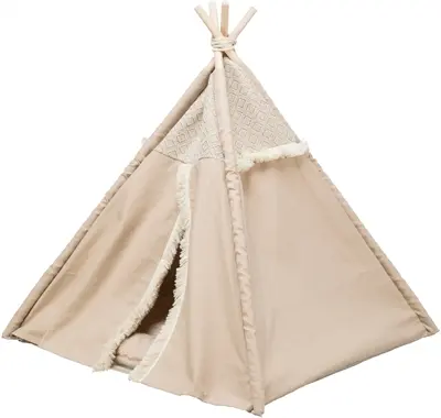 Trixie kattenmand tipi Boho beige 55 x 55 x 65 cm – ook voor kleine honden - Afbeelding 7