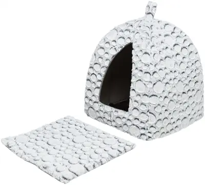 Trixie kattenmand iglo Mila pluche wit/grijs 32 x 32 x 42 cm - Afbeelding 5