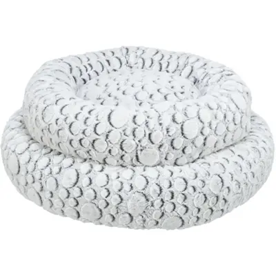 Trixie kattenmand Mila rond wit/grijs 50 x 50 cm – pluche met cirkels - Afbeelding 6
