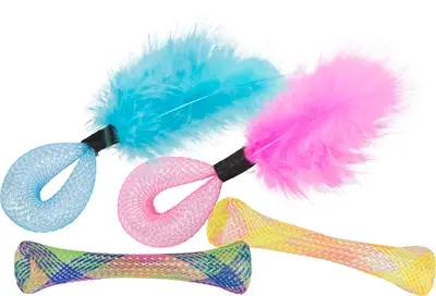 Trixie kattenspeeltjes set tubes met ratel assorti – 4 stuks met veren - Afbeelding 4