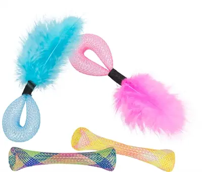 Trixie kattenspeeltjes set tubes met ratel assorti – 4 stuks met veren - Afbeelding 5