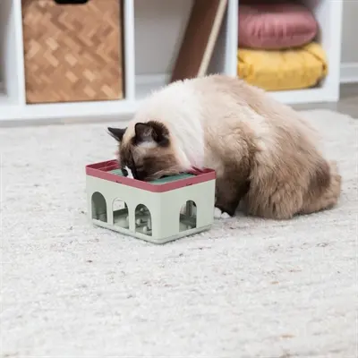 Trixie Cat Activity Rod Box 20 x 16 x 12 cm – wit/bordeaux speelbox - Afbeelding 10