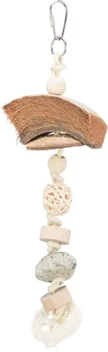 Trixie natuurspeelgoed kokosnoot, rotan en lavasteen 35 cm – voor vogels