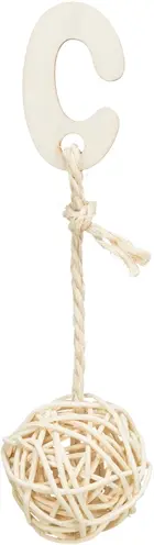 Trixie vogelspeelgoed 3 rotan ballen met bel aan touw 24 cm - Afbeelding 2