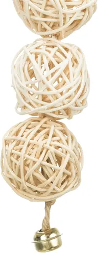 Trixie vogelspeelgoed 3 rotan ballen met bel aan touw 24 cm - Afbeelding 3