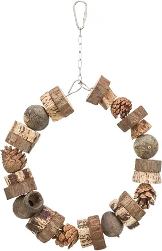 Trixie ringschommel voor vogels hout en dennenappels 18 cm