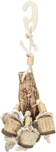 Trixie natuurspeelgoed vogel mahonie en schelpen 26 cm