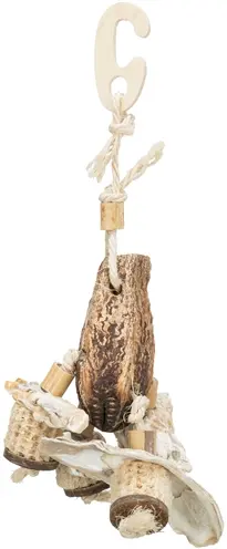 Trixie natuurspeelgoed vogel mahonie en schelpen 26 cm - Afbeelding 2