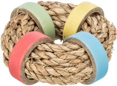 Trixie zeegrasring met papieren ringen naturel 8 cm – knaagdierspeelgoed - Afbeelding 4