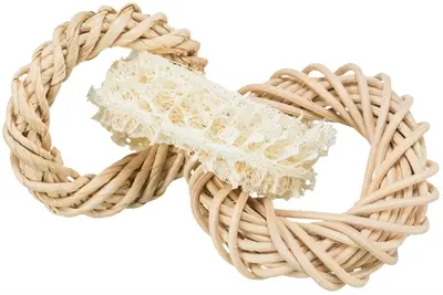 Trixie luffaring met rotan en maïsblad 13 cm – knaagspeelgoed