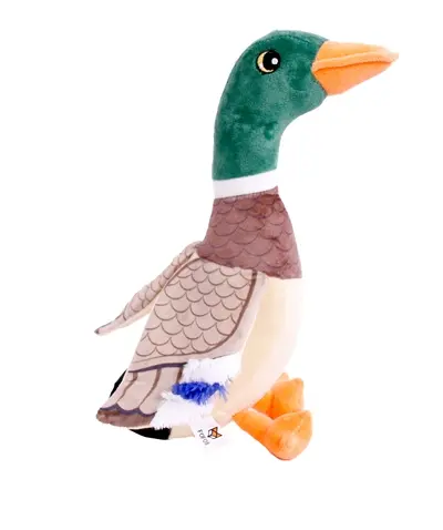 Fofos wilde eend 33 x 8 x 9 cm – pluche hondenknuffel met texturen