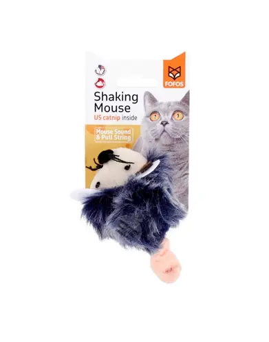 Fofos Shaking muis grijs 12 x 6 x 6 cm – kattenspeelgoed met geluid
