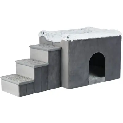 Trixie hondenmand Harvey huis met trap grijs/wit 119 x 50 x 47 cm