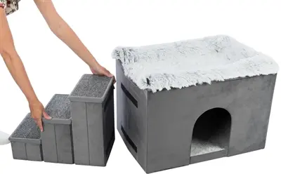 Trixie hondenmand Harvey huis met trap grijs/wit 119 x 50 x 47 cm - Afbeelding 8