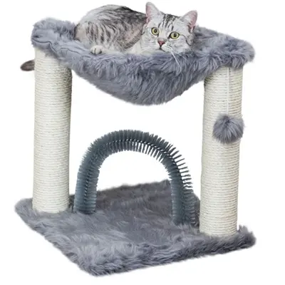Trixie krabpaal Baza met borstel grijs 50 cm – met mandje - Afbeelding 3