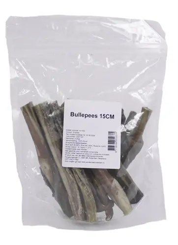 Petsnack bullepees 15 cm 10 stuks – harde kauwsnack van 100% rund - Afbeelding 4