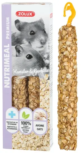 Zolux Nutrimeal Stick hamster haver 2 stuks – knaagsnack met ophangclip