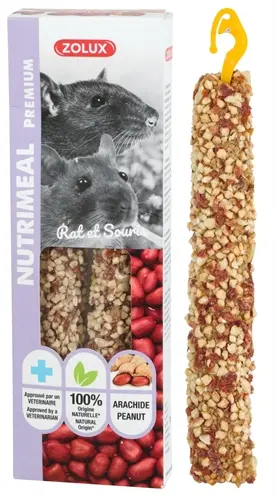 Zolux Nutrimeal Stick rat en muis pinda 2 stuks (125 g) – knaagsnack