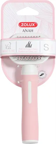 Zolux Anah slickerborstel soft roze/wit S 16 cm – halflang en lang haar