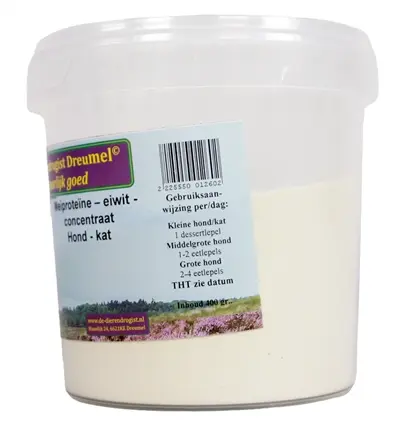 Dierendrogist weiproteïneconcentraat 400 g – supplement hond en kat - Afbeelding 4