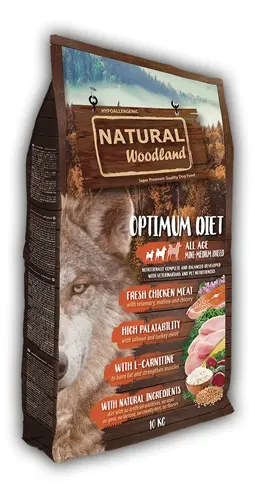 Natural Woodland hondenvoer Optimum Mini/Medium kip 10 kg – glutenvrij