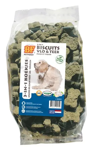 BF Petfood 3 in 1 hondenkoekjes Vlo & Teek 500 g – glutenvrij, plant-based